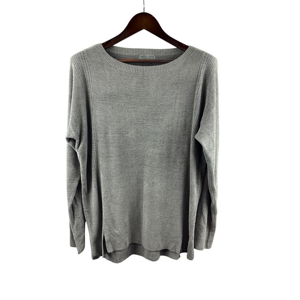 Women’s Barefoot Dreams Large Stone Gray Pull Over Plush Sweater